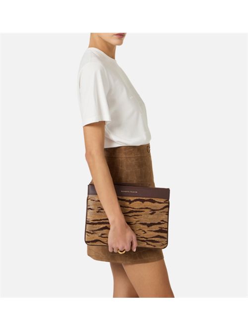 TIGER PRINT BAG ENVELOPE ELISABETTA FRANCHI | BS12A62E2470 cammello